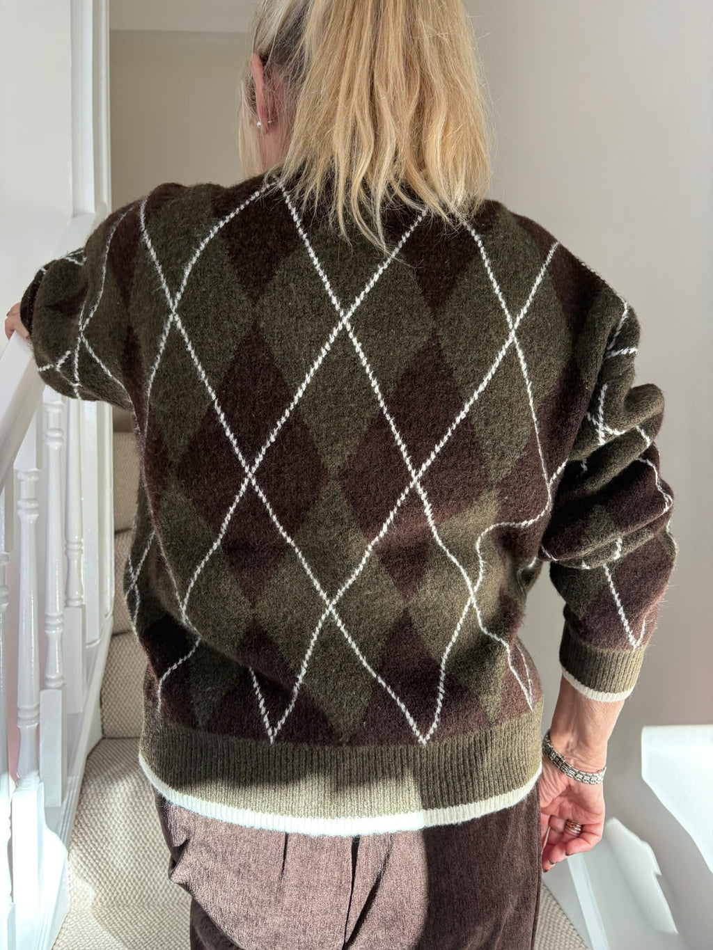 Argyle Zip-Through Cardigan