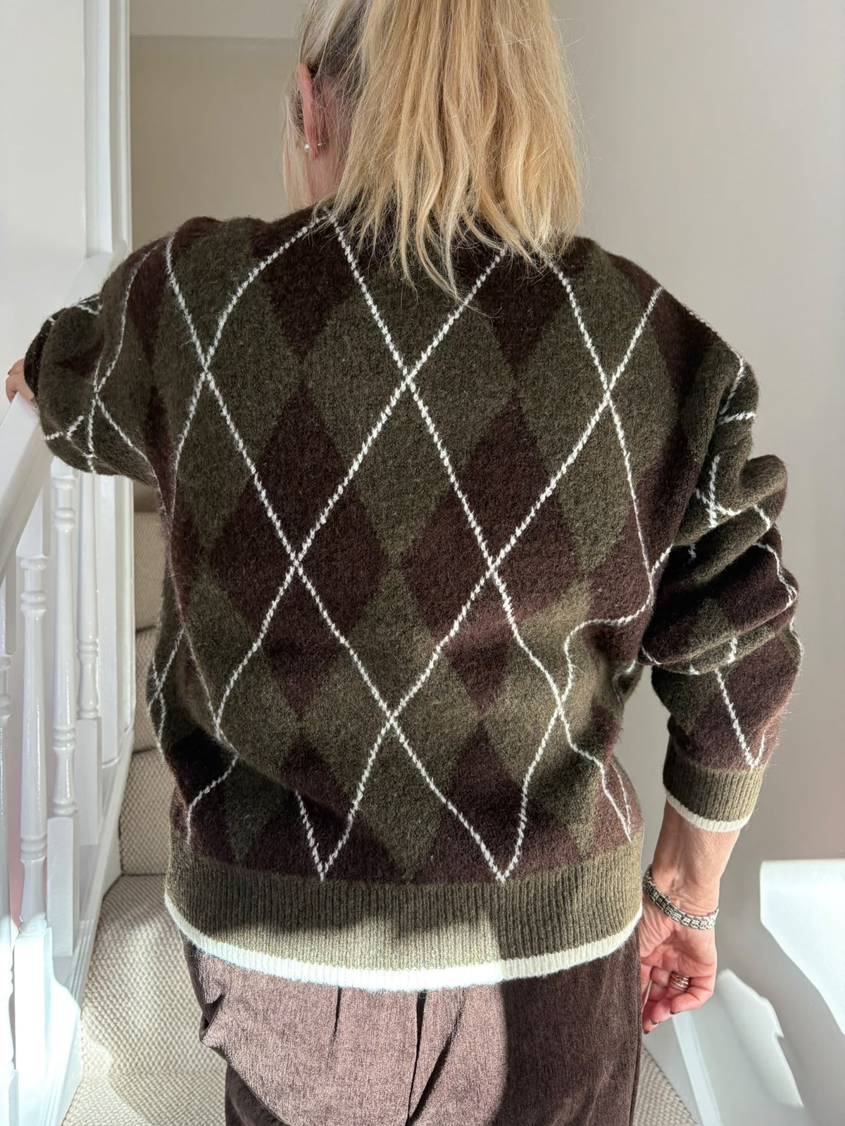 Argyle Zip-Through Cardigan