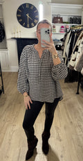 Brown & White Gingham Blouse