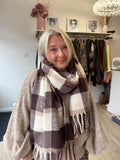 Chocolate & Cream Check Scarf