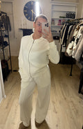 Alice Collins Cream Wide Leg Joggers