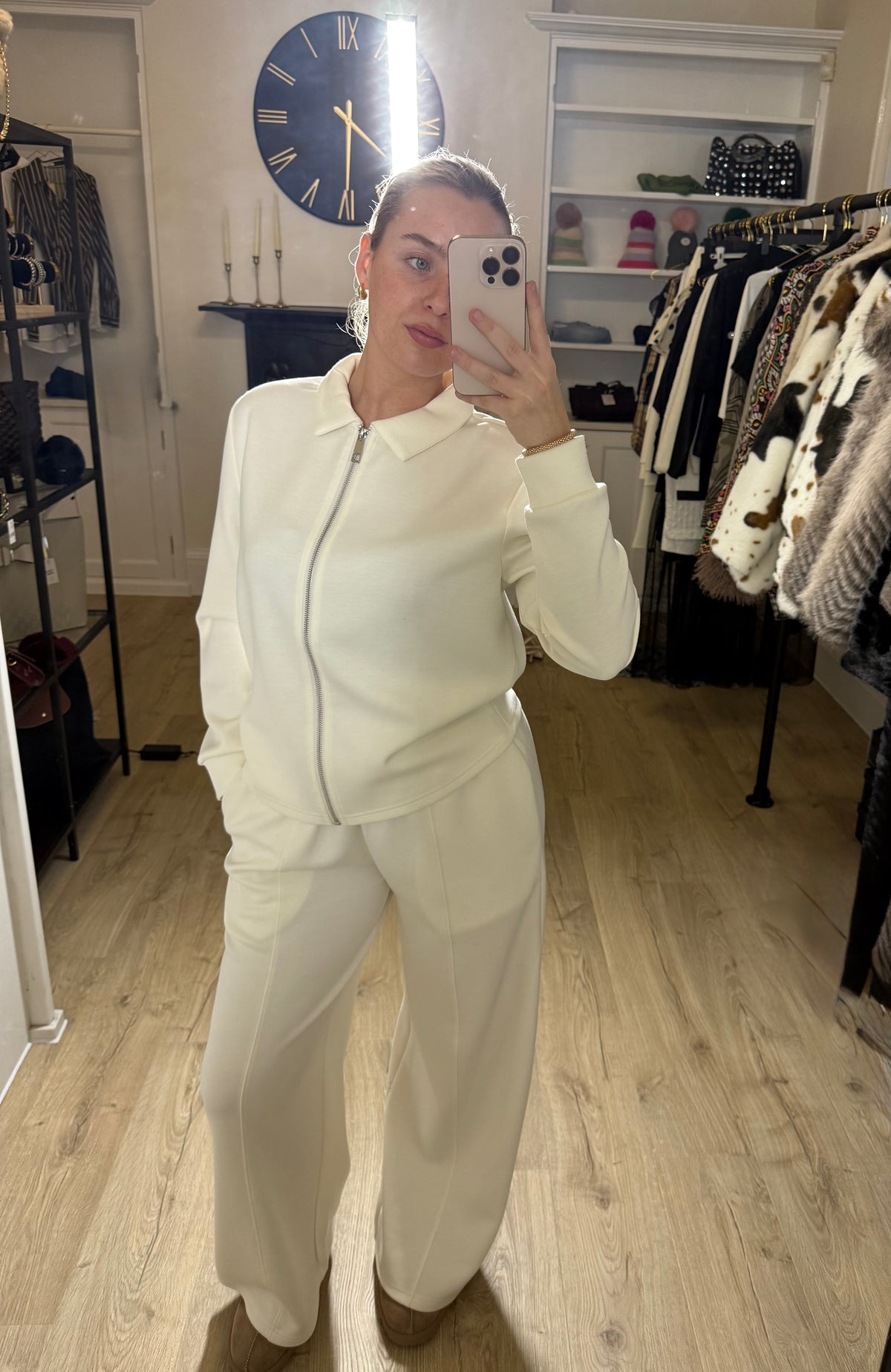 Alice Collins Cream Wide Leg Joggers