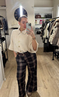 Dark Tartan Wide Leg Trousers