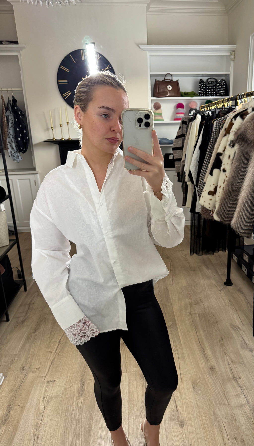 White Lace Cuff Shirt