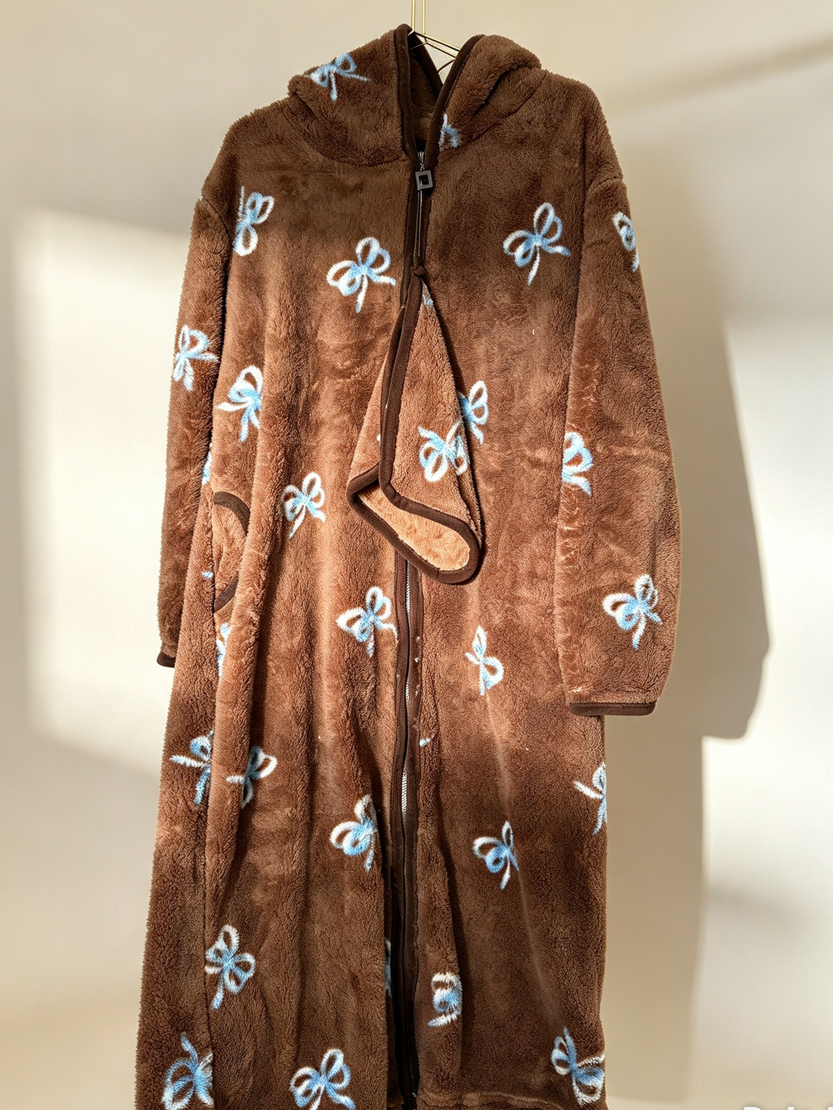 Zip Up Bow Print Snuggle Gown