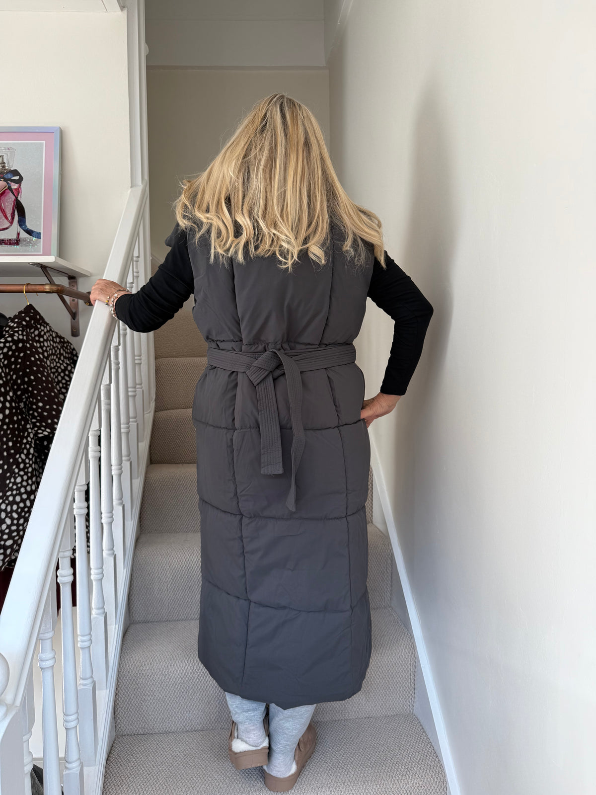 Black Long Line Padded Gilet
