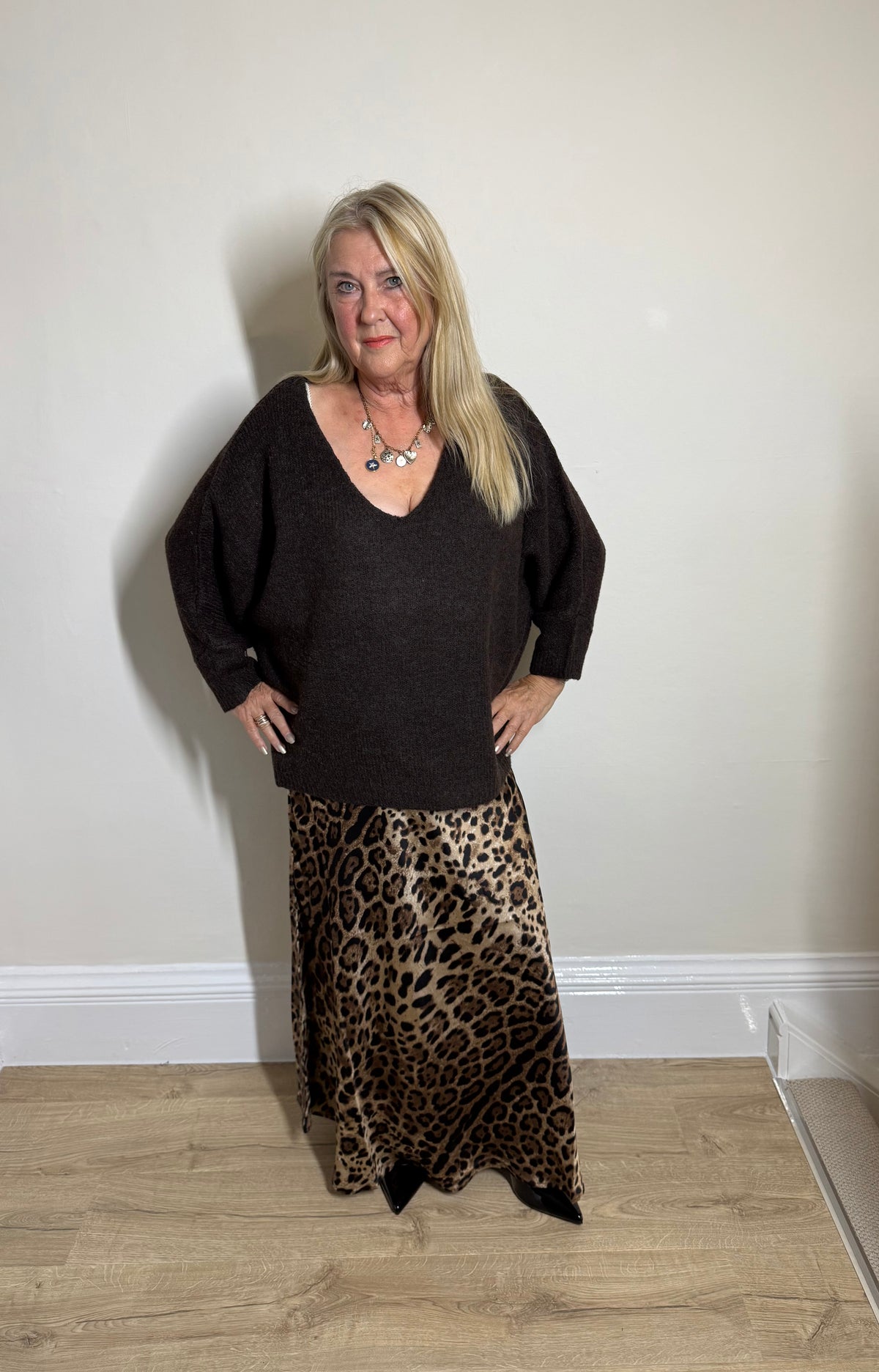 Malissa J Leopard Print Silk Skirt