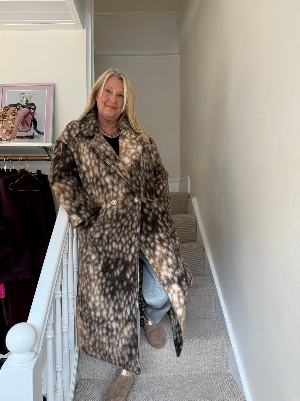 Bambi Print Long Coat