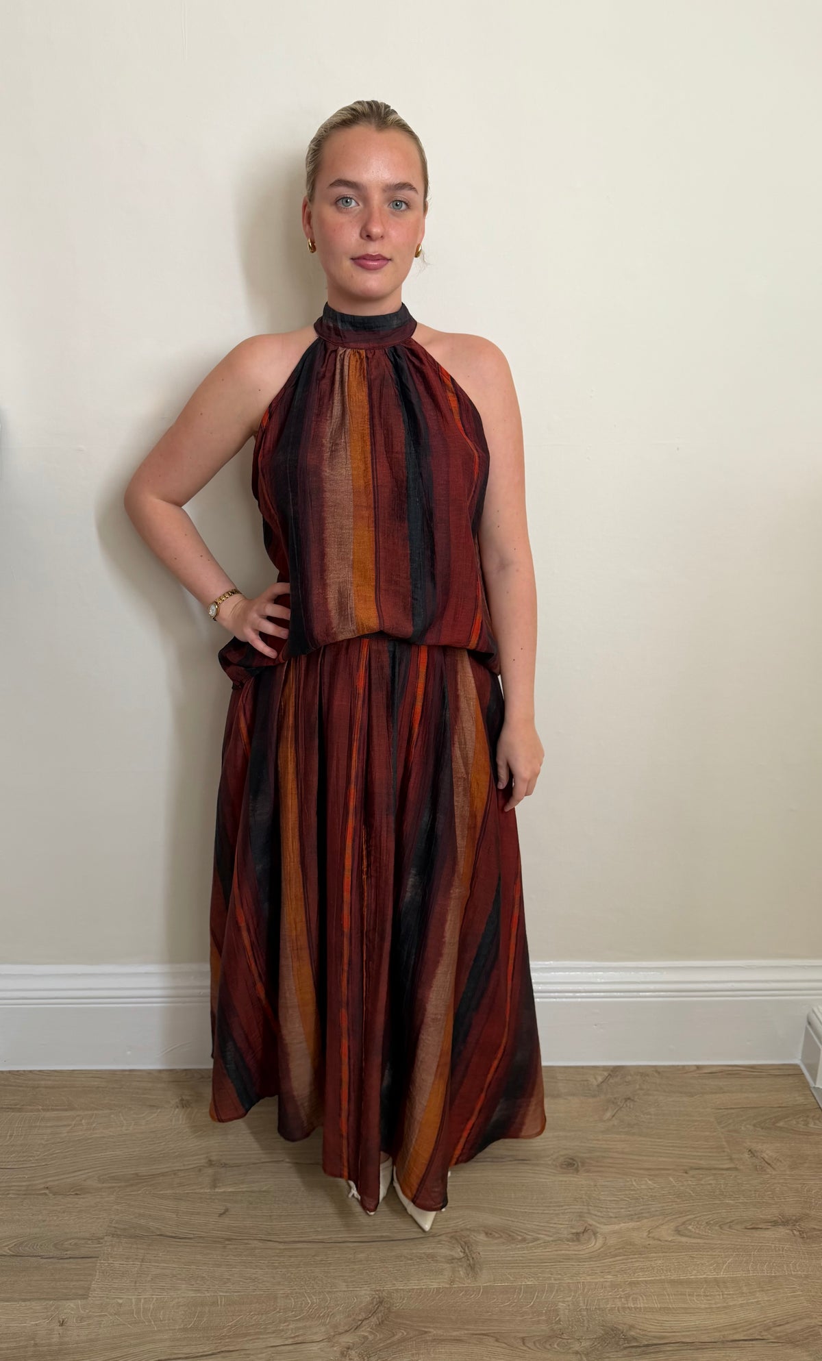 Warm Stripe Halter Co-Ord