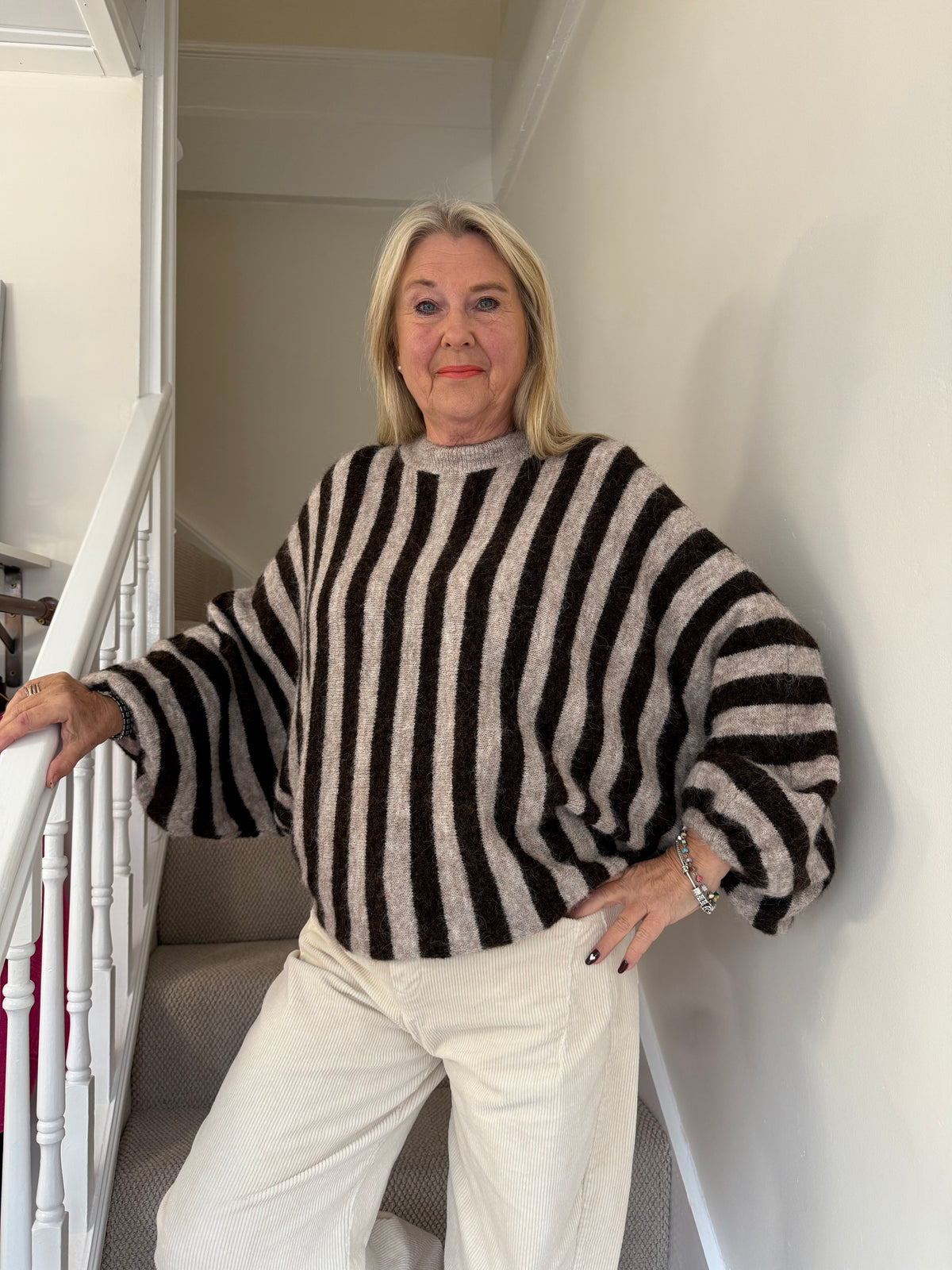Mocha & Oat Stripe Knit Jumper