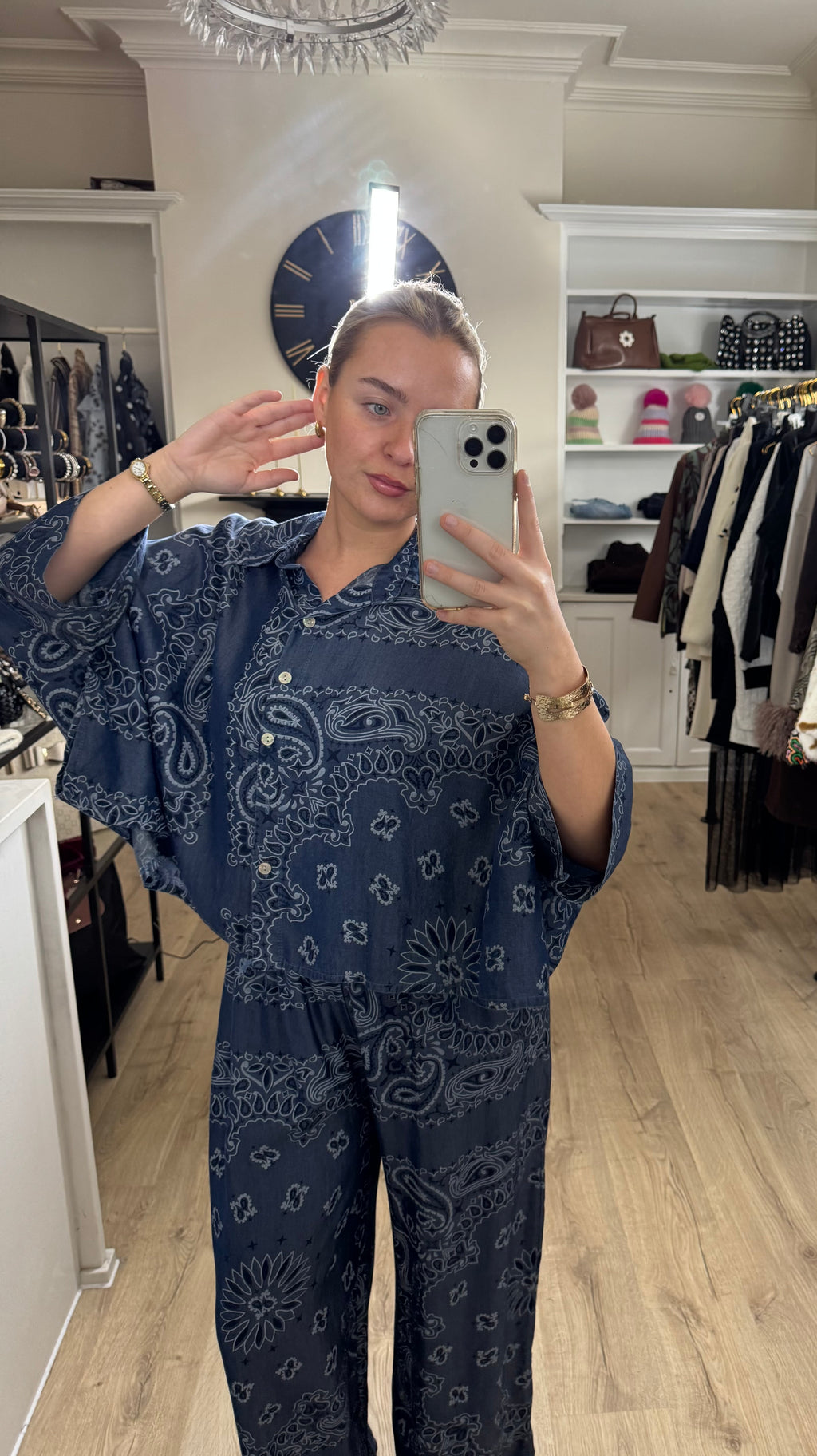 Blue Paisley Style Print Co Ord