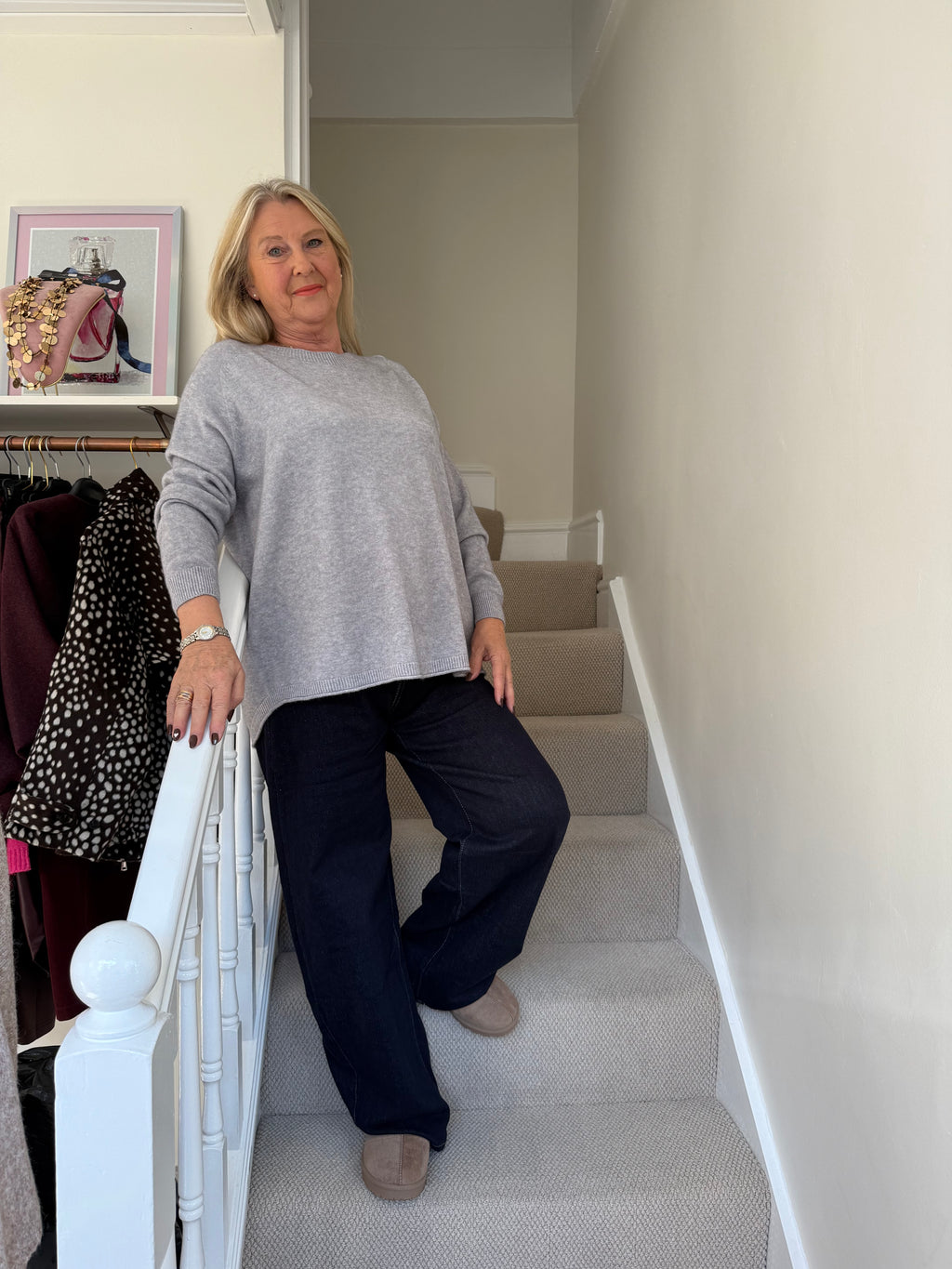 Erika Grey Relaxed Crew Neck Jumper