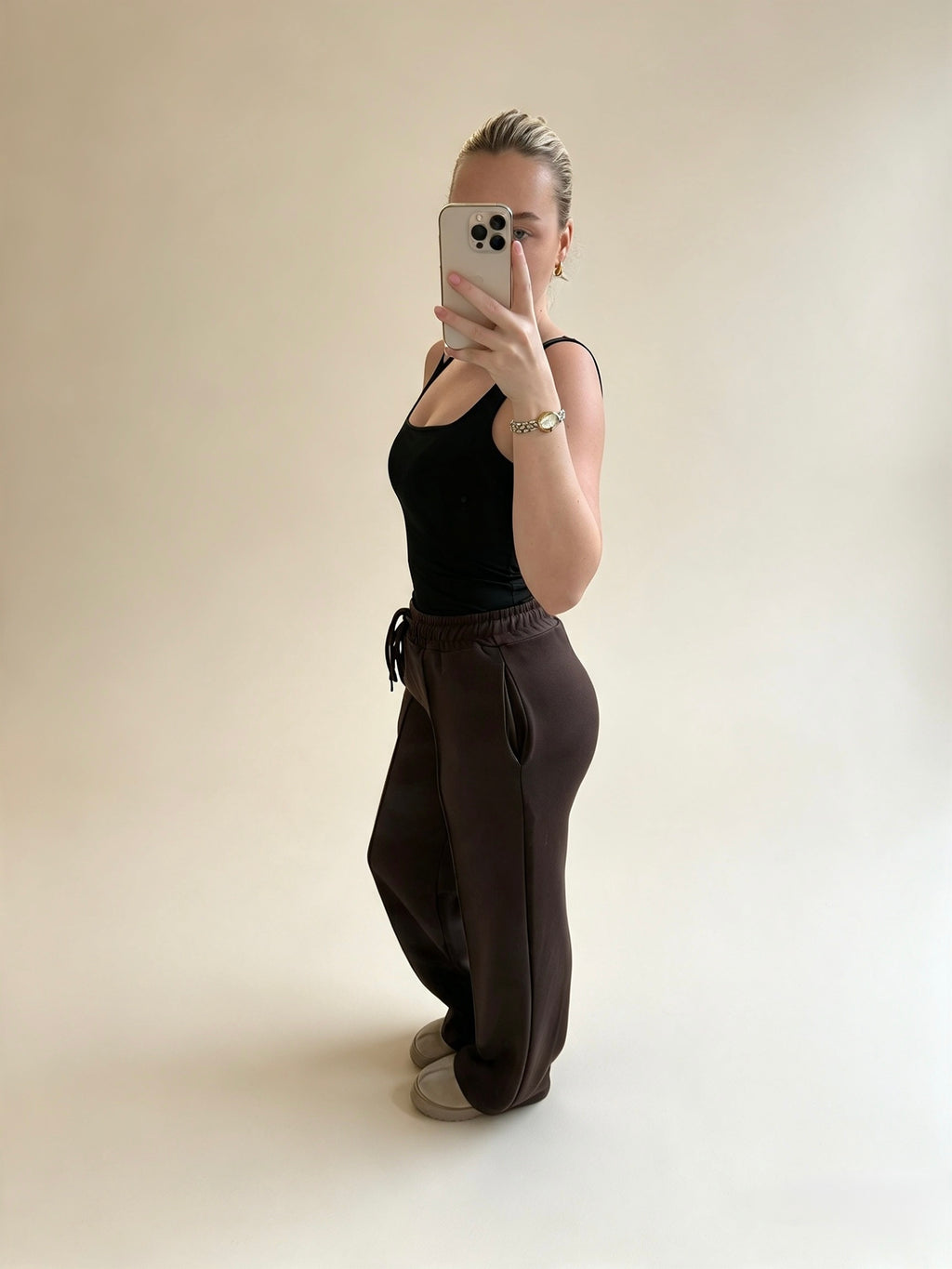 Dark Brown Wide Leg Joggers