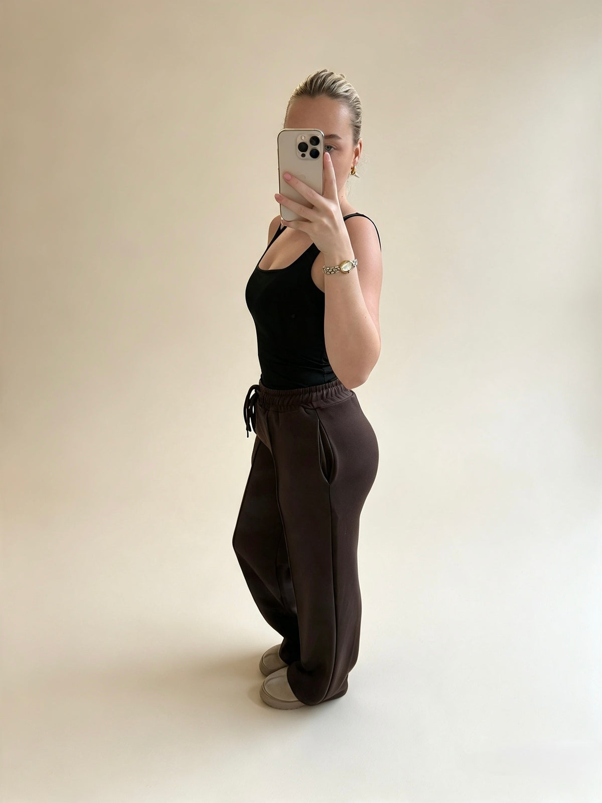 Dark Brown Wide Leg Joggers