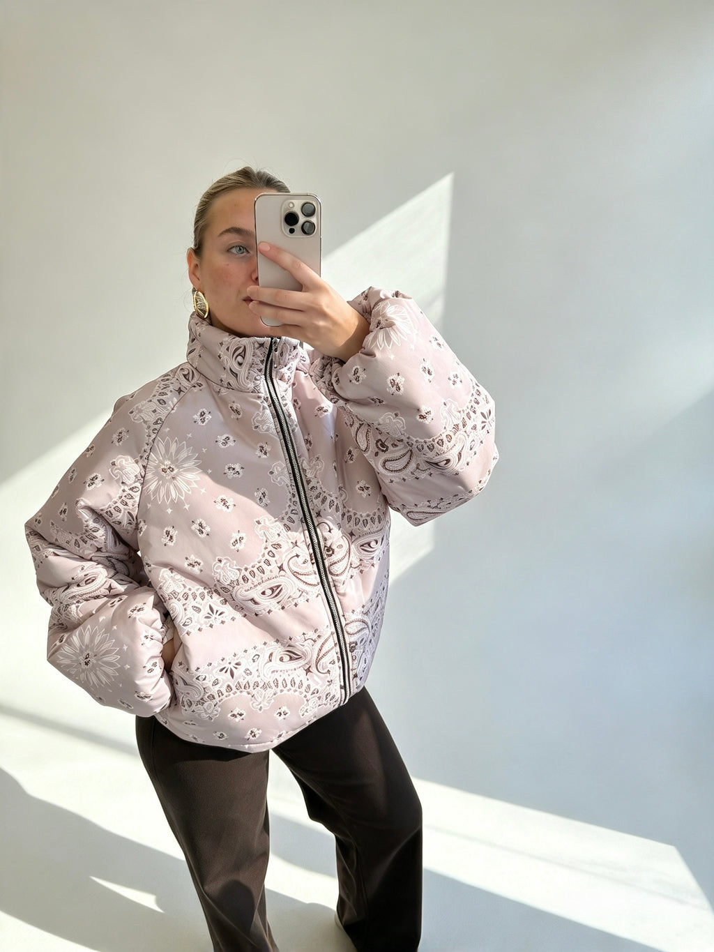 Paisley Print Puffer Jacket