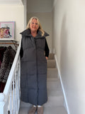 Black Long Line Padded Gilet