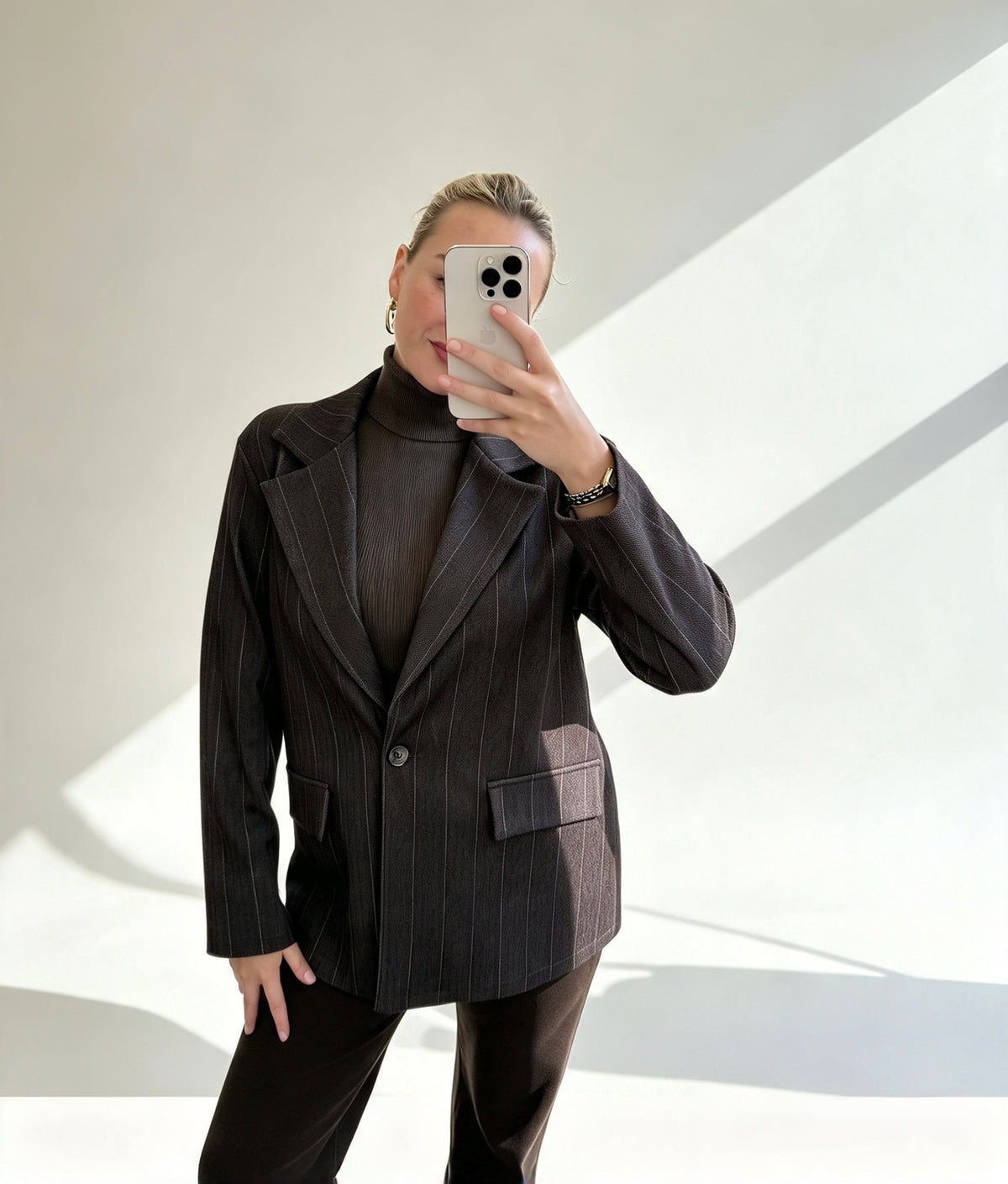 Deep Brown Pin Stripe Blazer