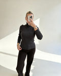 Charcoal Brown Ribbed Roll Neck Top