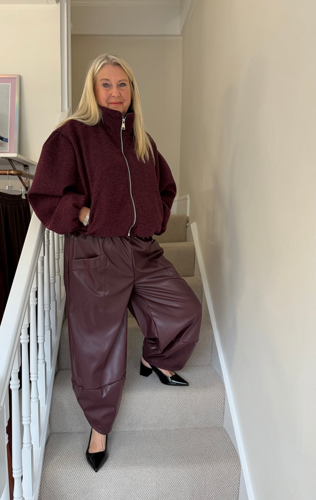 Burgundy Zip Up Jacket