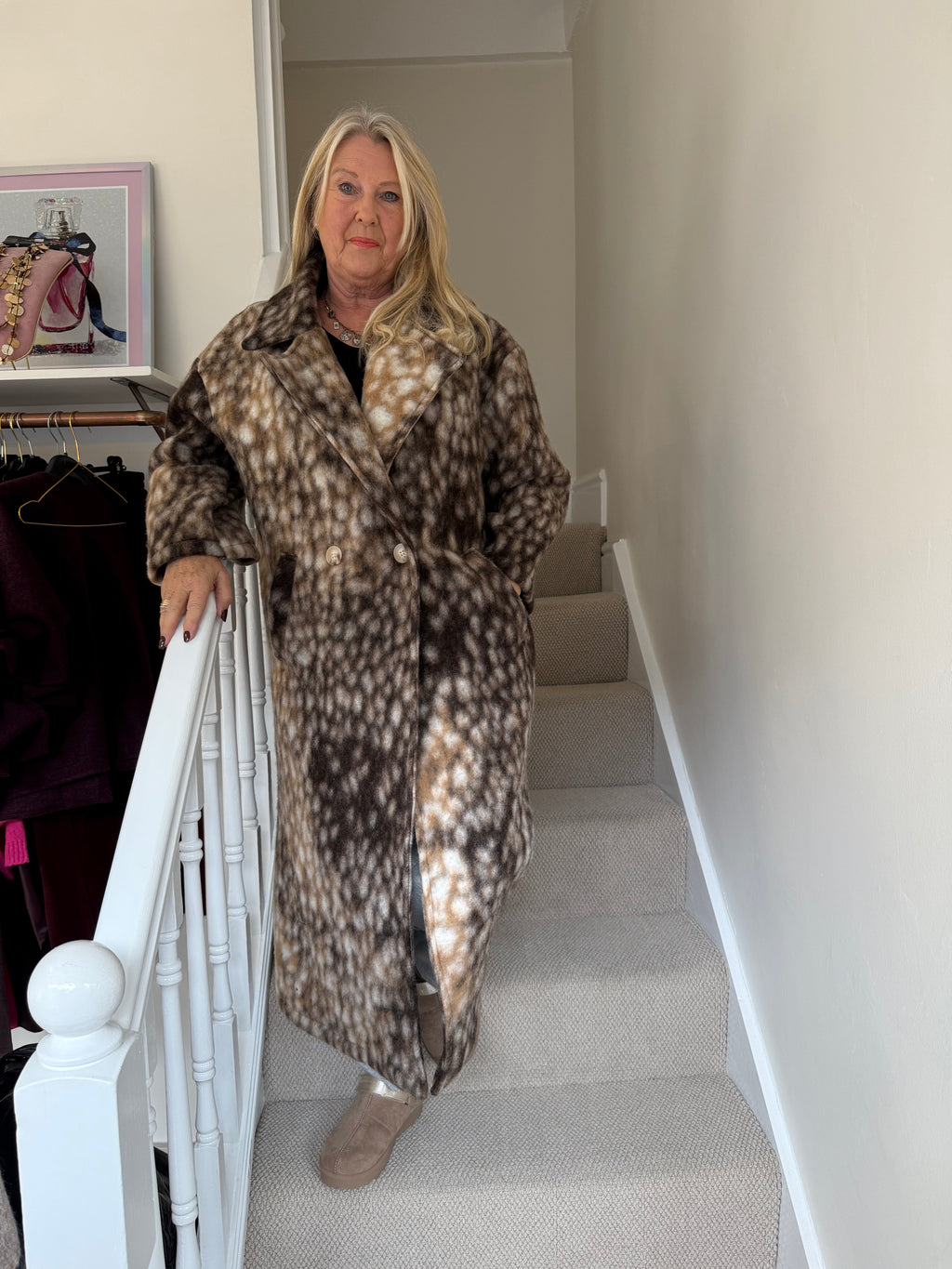 Bambi Print Long Coat