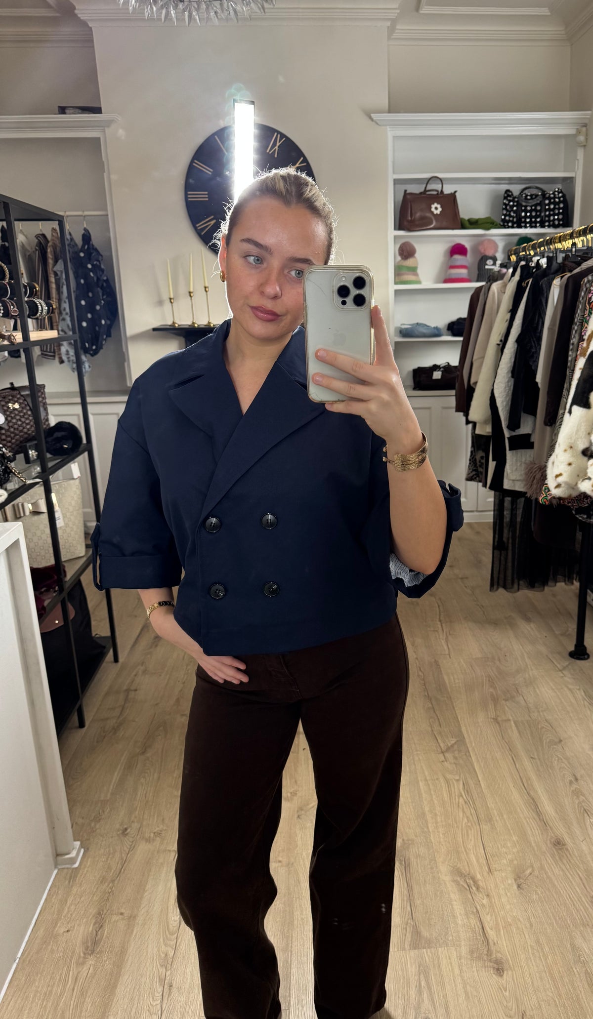 Navy Cropped Blazer Jacket