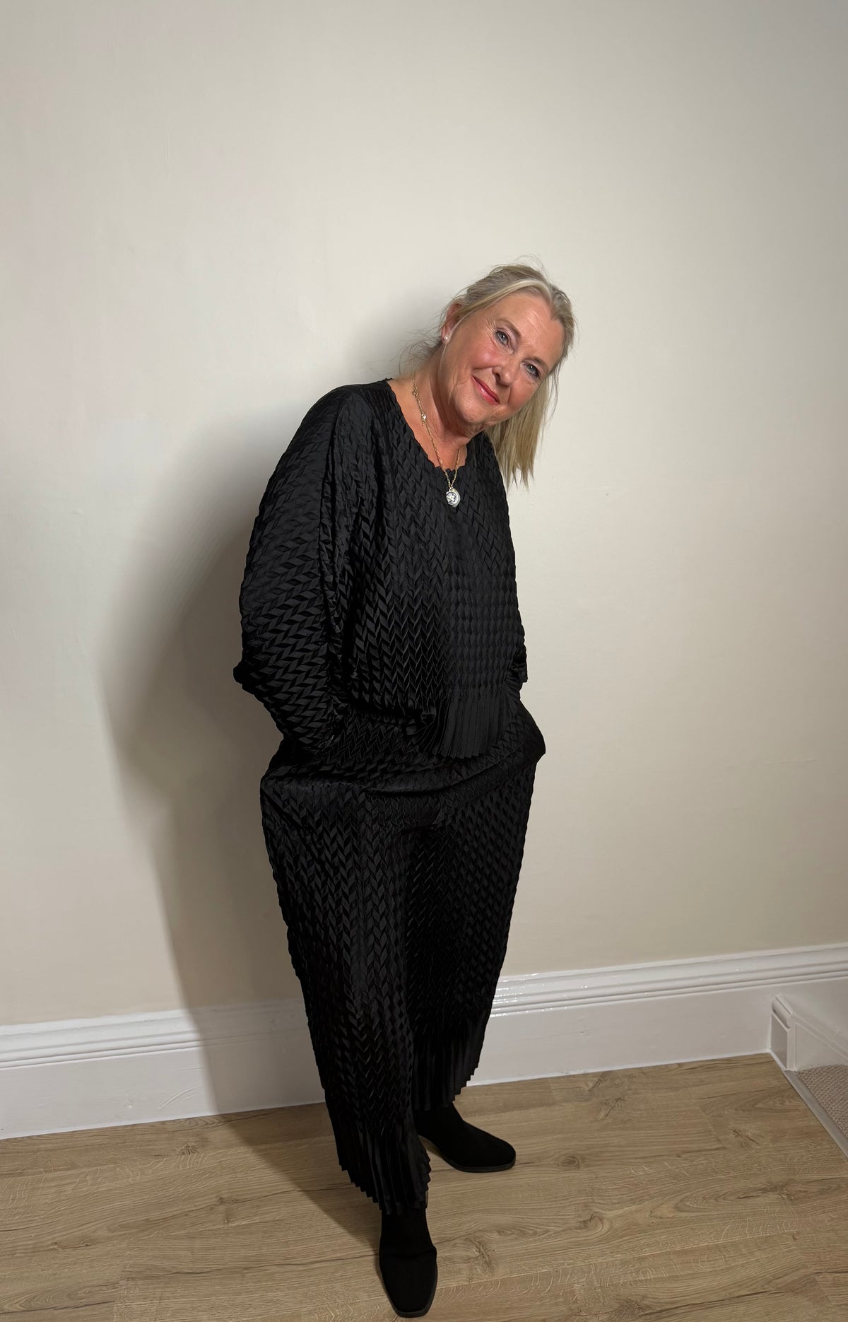 Malissa J Pleated Black Top