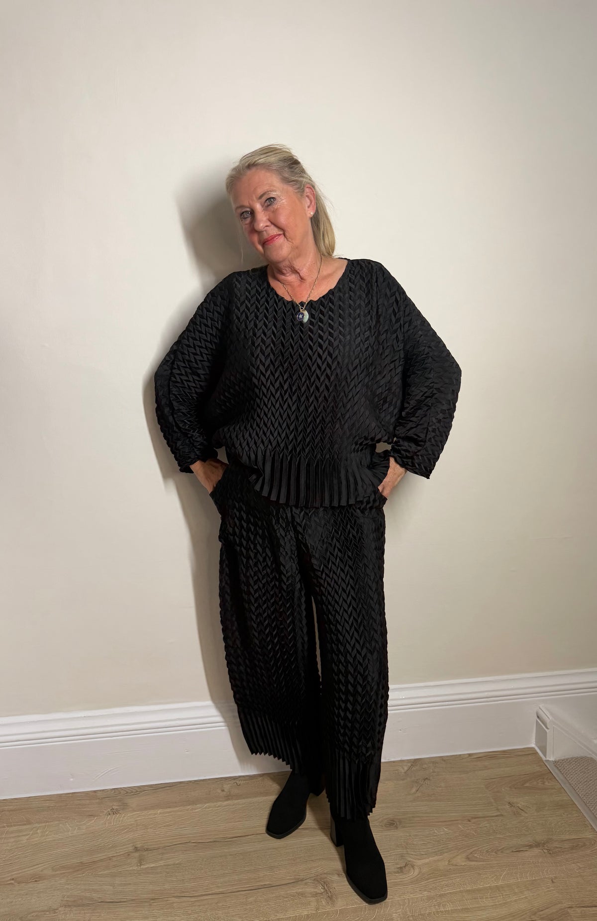 Malissa J Pleated Black Top
