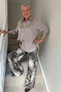 Malissa J Monochrome Leopard Wide-Leg Trousers