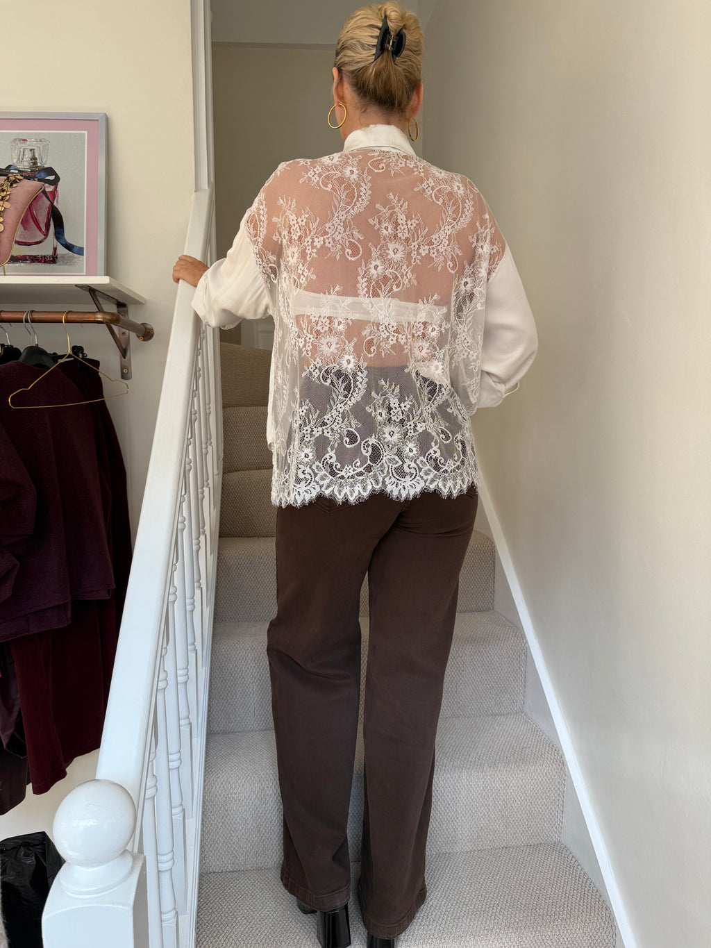 Sarah Tempest Cream Lace Back Shirt Blouse