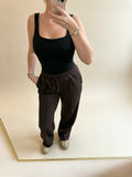 Dark Brown Wide Leg Joggers