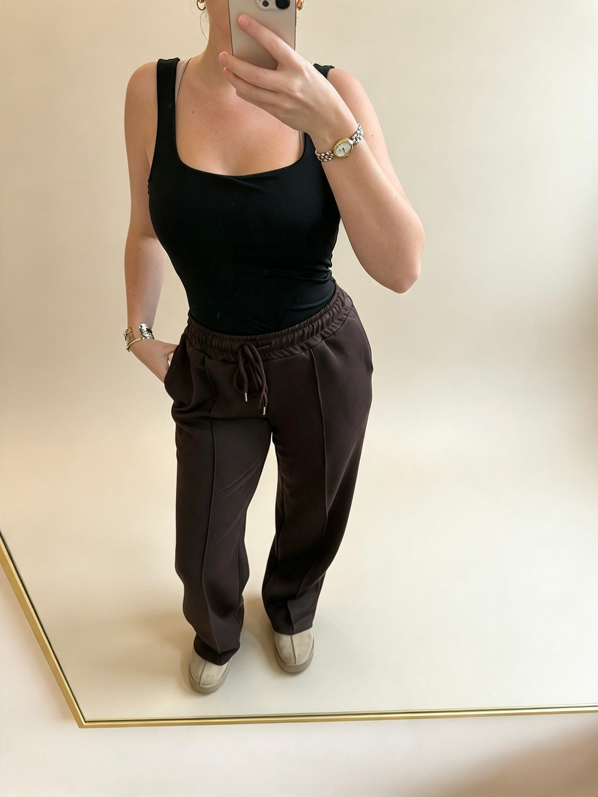 Dark Brown Wide Leg Joggers