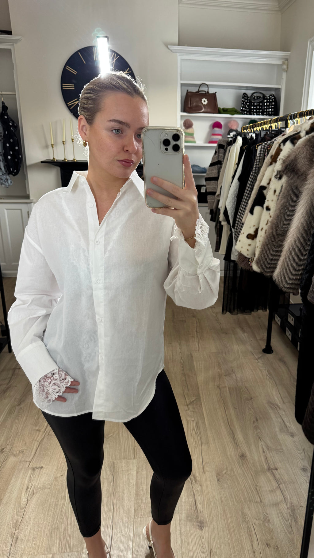 White Lace Cuff Shirt
