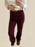Burgundy Wide Leg Jeans
