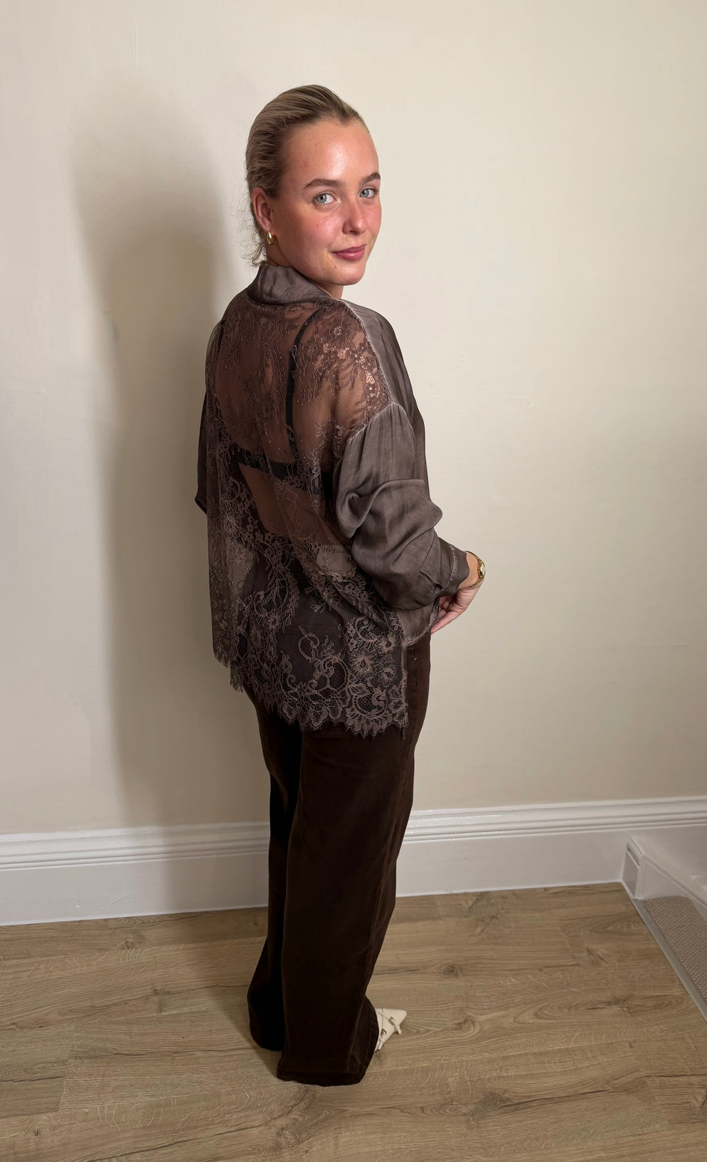 Sarah Tempest Brown Lace Back Shirt