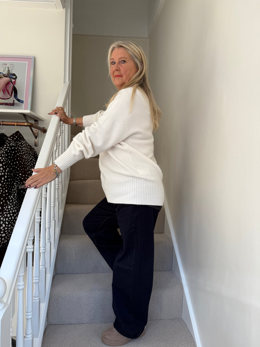 Erika Cream Knit V Neck Jumper