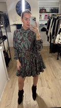 Green & Brown Printed Dress
