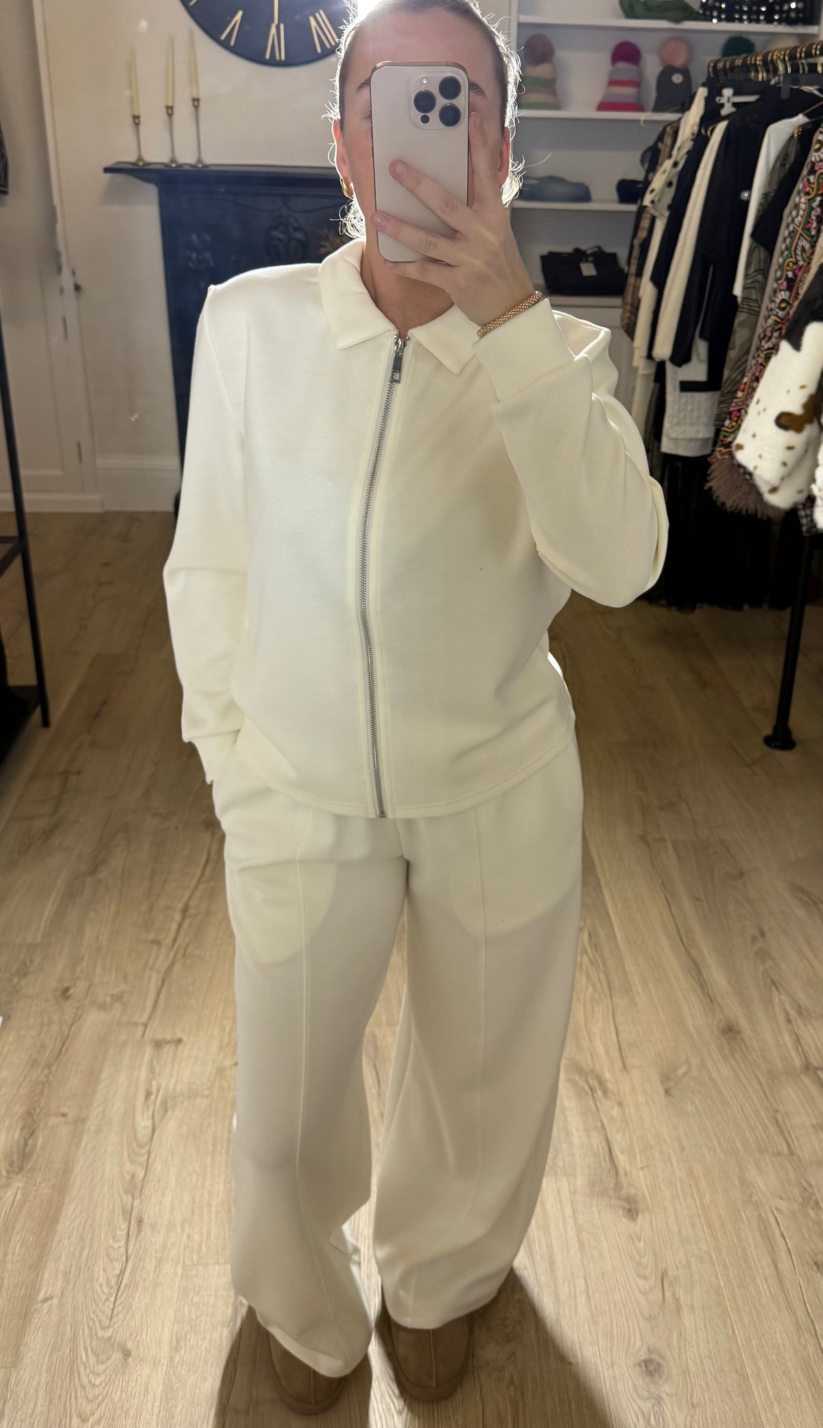 Alice Collins Cream Wide Leg Joggers