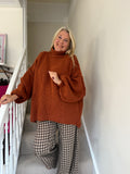 Warm Burnt Orange Funnel Neck Oversized Knit