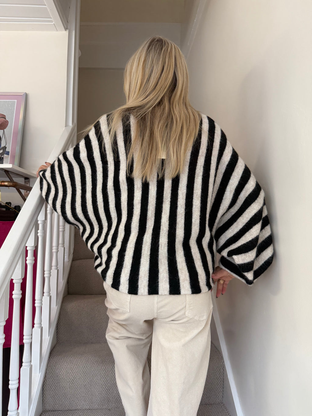 Black & White Stripe Batwing Jumper