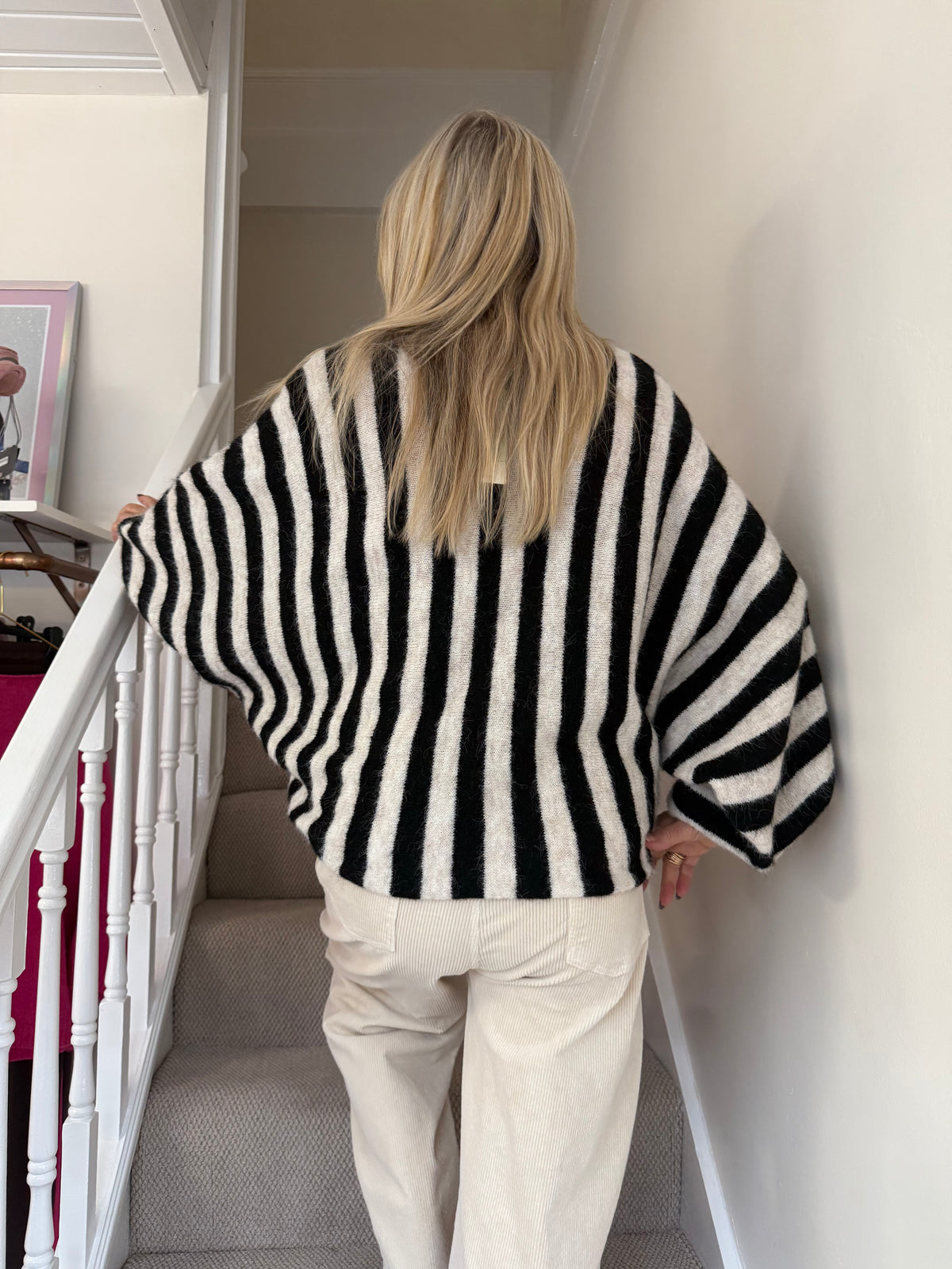 Black & White Stripe Batwing Jumper