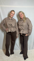 Check belted jacket