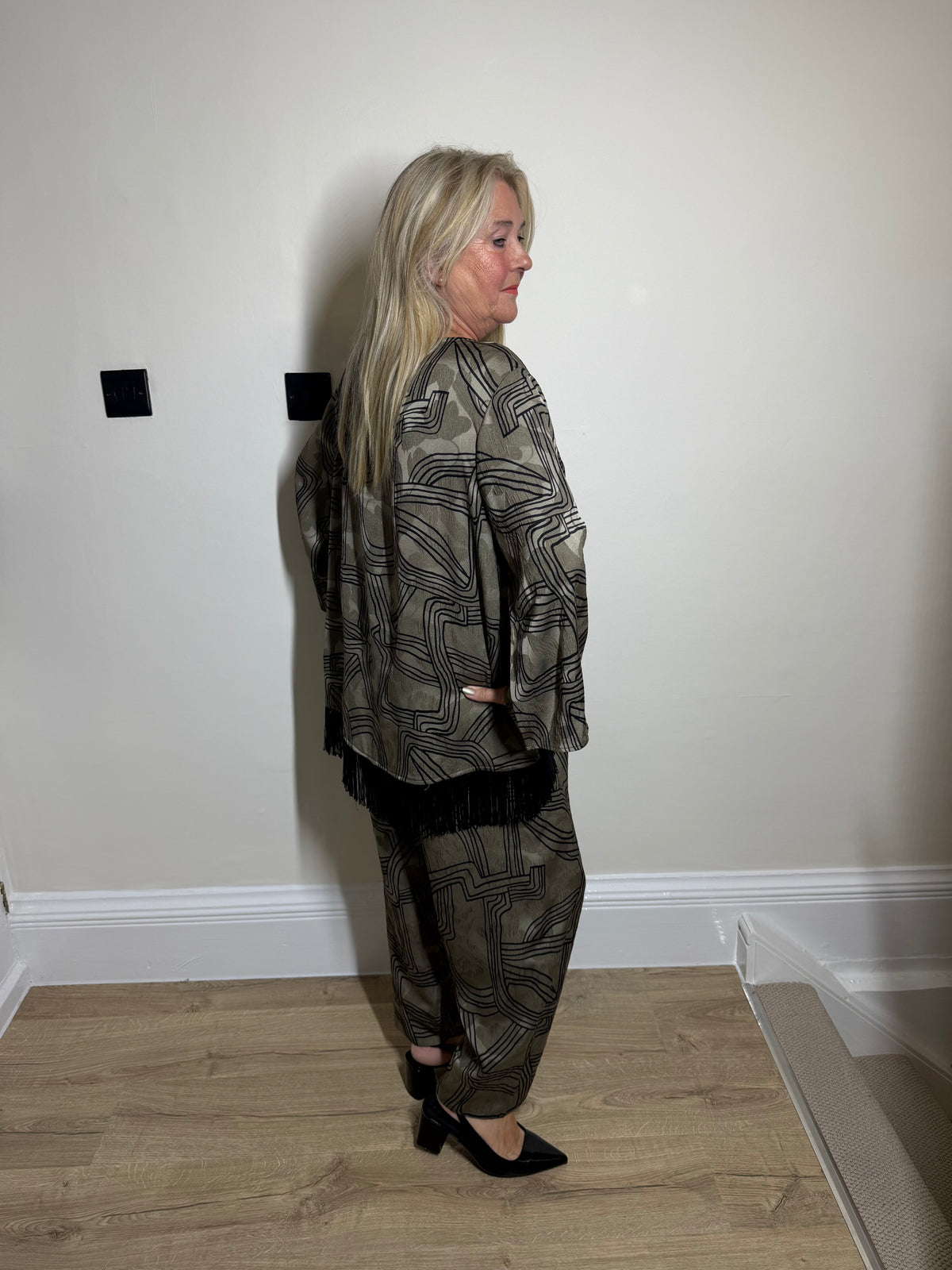 Abstract Print Fringe Co-ord Suit