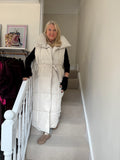 Cream Long Line Padded Gilet