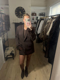 Chocolate Brown Feather Trim Blazer