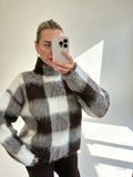 Brushed Check High Neck Jumper