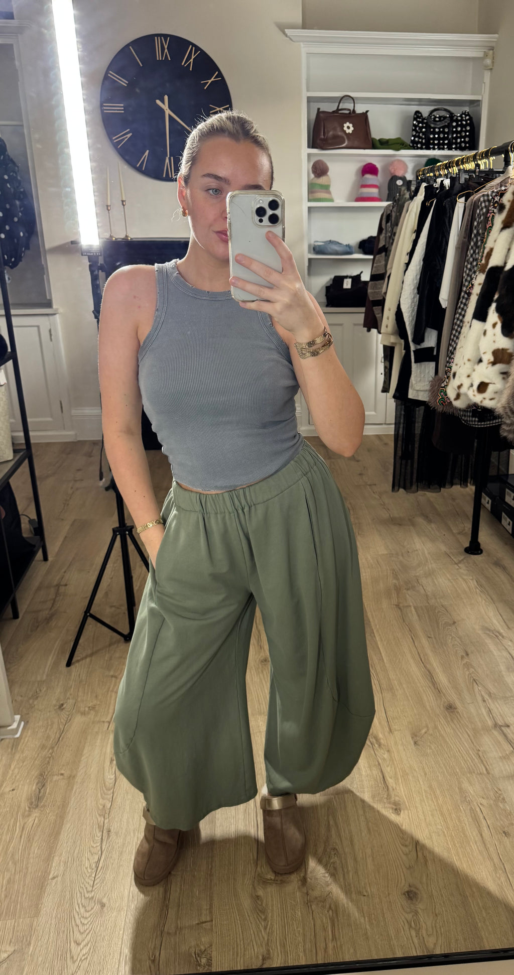 Sage Green Barrel Leg Pants