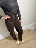 Dark Brown Leopard Print Barrel Jeans
