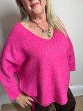 Malissa J Bright Pink Knit V-Neck Jumper
