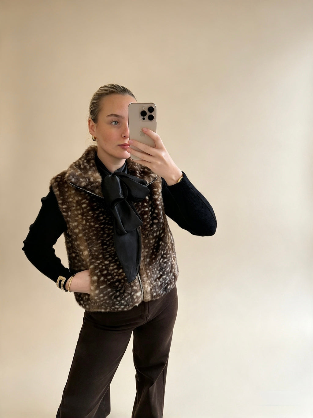 Bambi Print Faux Fur Gilet