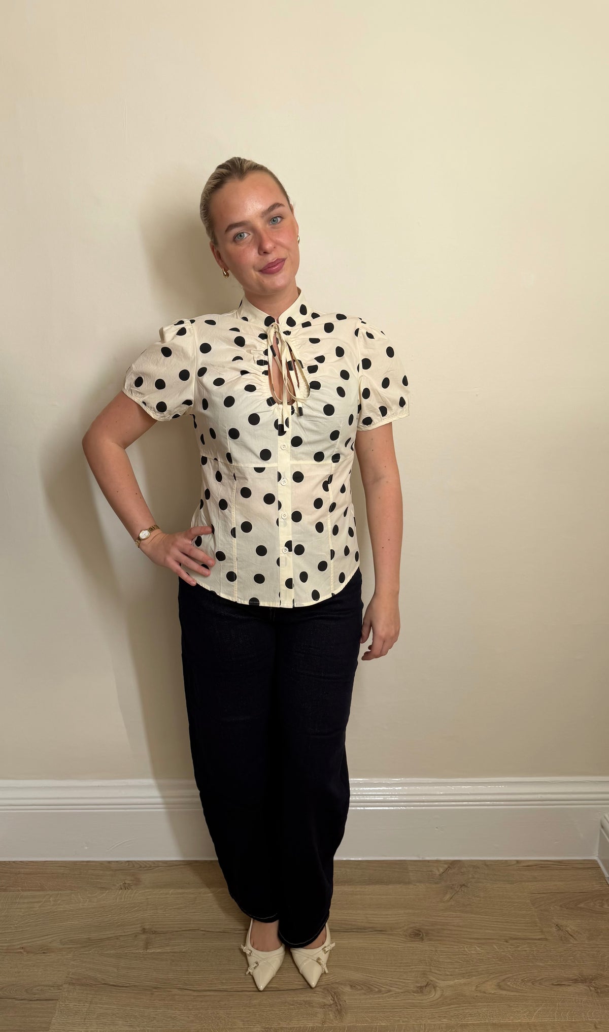 Cream Polka Dot Blouse